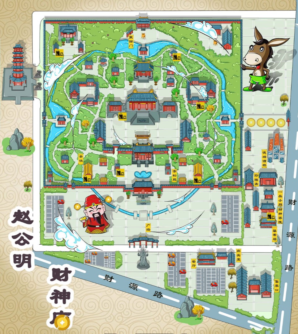三穗寺庙类手绘地图